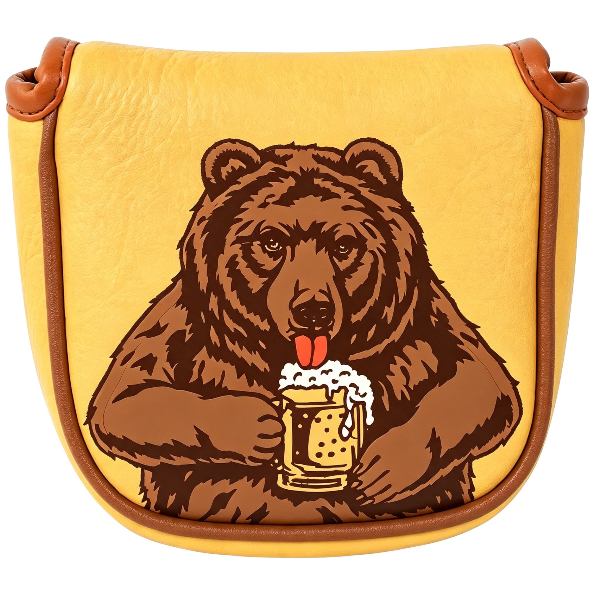 Beer & Wine Grab - ปลอกคลุมหัวไม้กอล์ฟแบบปักลายหัวกะโหลกพร้อมลายหมีเบียร์ สำหรับไม้กอล์ฟหลากหลายยี่ห้อ อุปกรณ์กอล์ฟสำหรับนักกอล์ฟชาย เหมาะสำหรับเป็นของขวัญคริสต์มาส