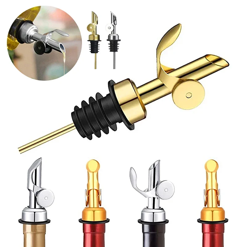 Wine Aerator Pour - ที่รินขวดเหล้าสแตนเลส 1 ชิ้น แบบพลิกอัตโนมัติ พร้อมจุกปิด สำหรับรินแอลกอฮอล์