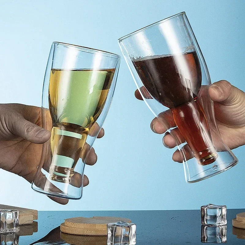 Wine Beer Spirits - Creative ค็อกเทลแก้วไวน์แก้วผนังคู่แก้วเบียร์ไวน์แว่นตาวิสกี้แก้วแชมเปญถ้วยกาแฟวอดก้าถ้วยขวดสไตล์