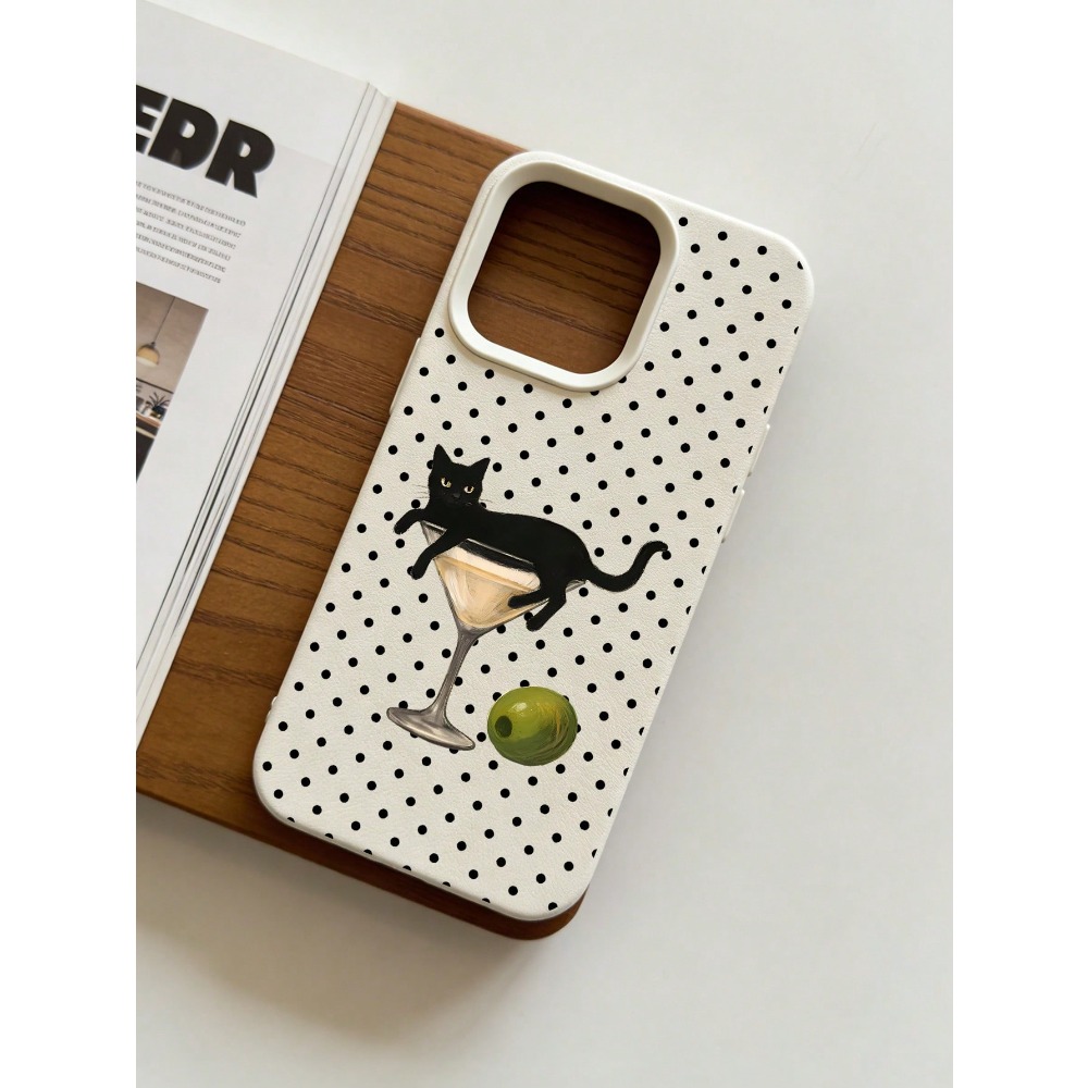 Wine & Beer Unlimited Spirits Photos - เคสโทรศัพท์ลายภาพวาดแมวในแก้วไวน์ สำหรับ iPhone 17/16/16ProMax/15/14/13/12ProMax/11/11Pro ป้องกันการตกกระแทก