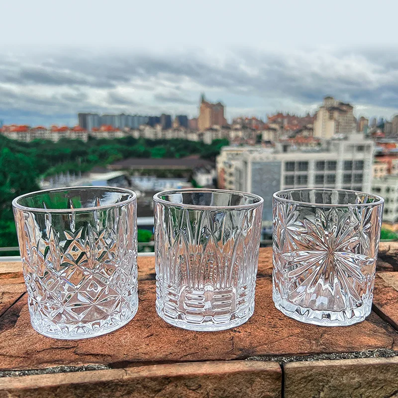 Wine Beer And Spirit - แก้ววิสกี้สลักลายนูน330มล. แก้วไวน์สไตล์ยุโรปสำหรับปาร์ตี้ที่บ้านบาร์วิสกี้แก้วไวน์ชุดแก้วไวน์จากต่างประเทศ