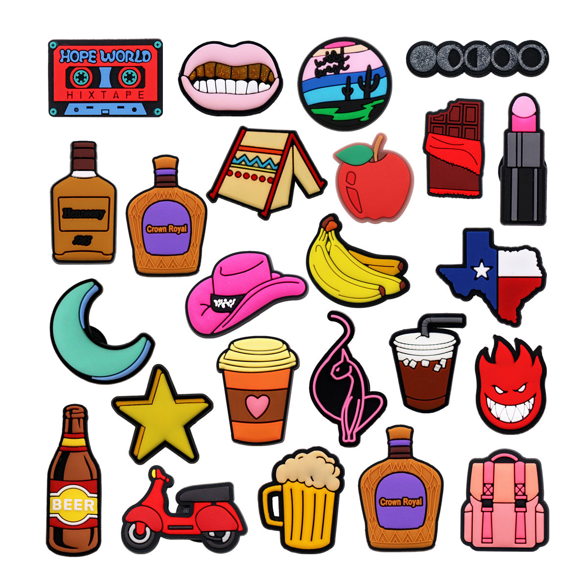 Wine Beer Hat - 1 ชิ้น อุปกรณ์ตกแต่งรองเท้าแปลกใหม่ ลายเบียร์ ไวน์ ดนตรี