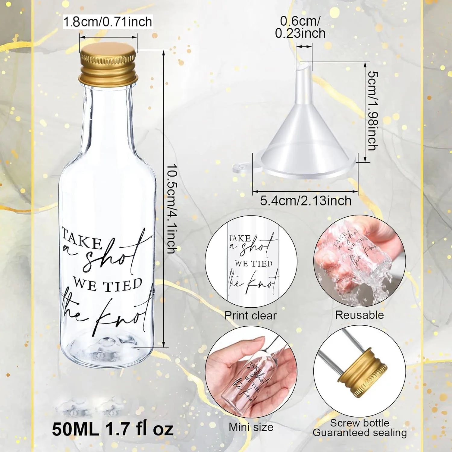 50ml 1.7oz มินิขวดเหล้าพลาสติก - Wine Beer Liquor บทวิจารณ์และราคา
