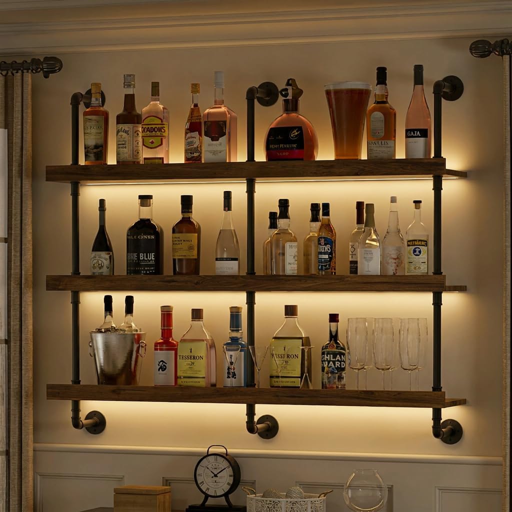ชั้นวางไวน์ติดผนังพร้อมไฟ LED  - Wine Beer Liquor บทวิจารณ์และราคา