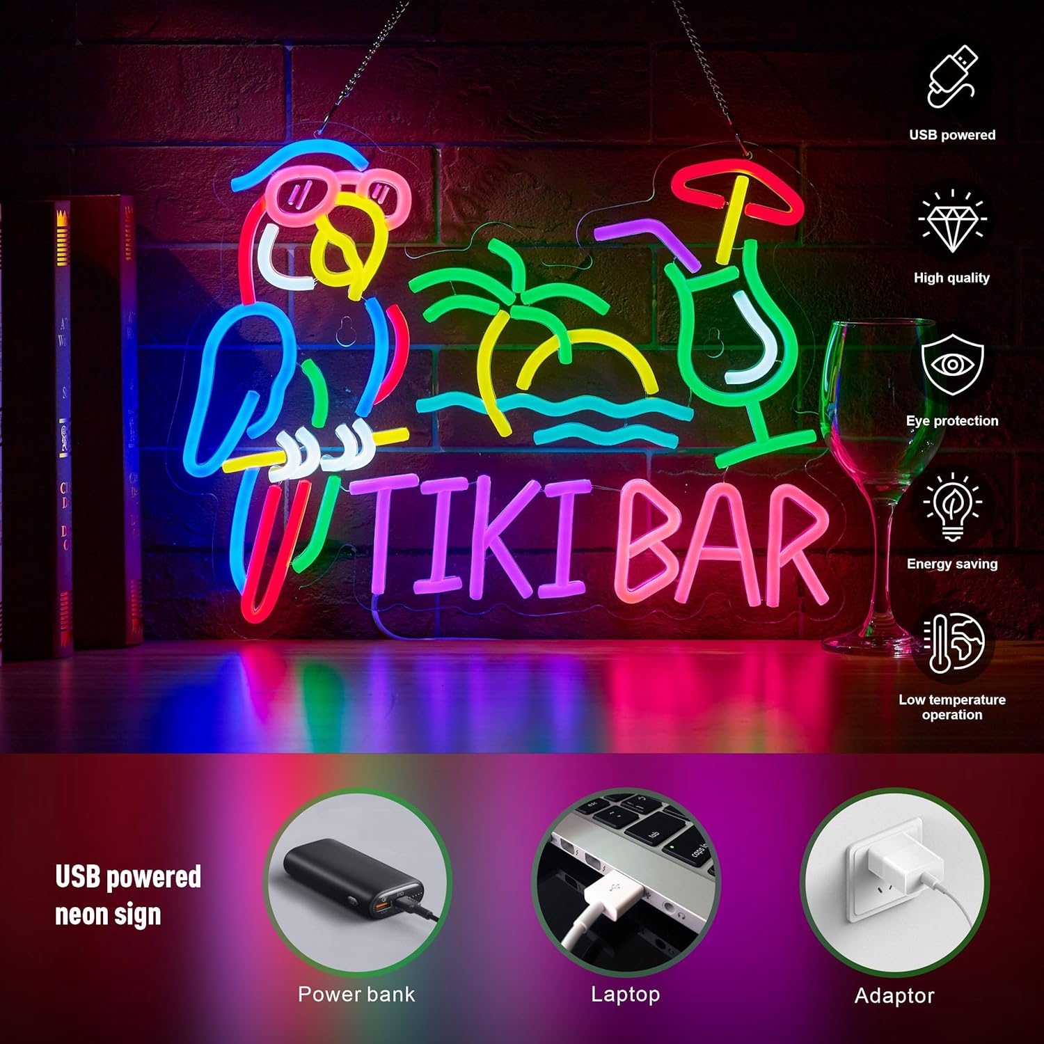 ป้ายไฟนีออนรูปต้นปาล์ม ทิกิ บา - Beer & Wine Grab บทวิจารณ์และราคา